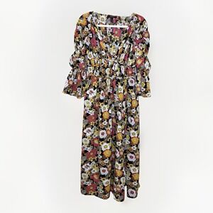 Floral Dress Forever 21 Puff Romantic Bustier Dark Coquette Milkmaid Cottage